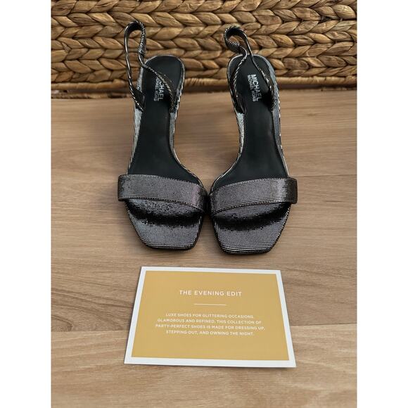 NIB! Michael Michael Kors Mila Metallic Foil Suede Sandal - Picture 3 of 9